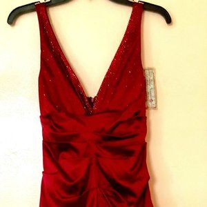 XSCAPE Red Bodycon Ruched Dress